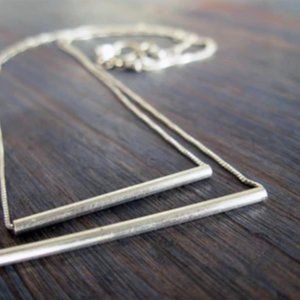 Tube Fantasy Asymmetric Sterling Silver Trapeze Necklace